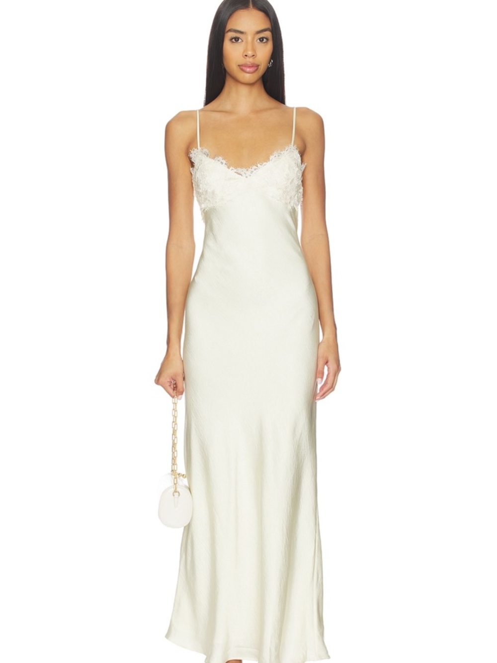 Bardot Ivory Lace-Trim Slip Maxi Dress